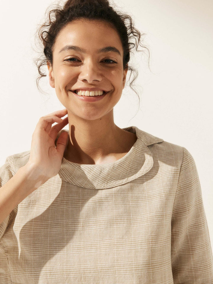 Perquaza™ | Linen Soft-Fold Collar Top - Perquaza.com