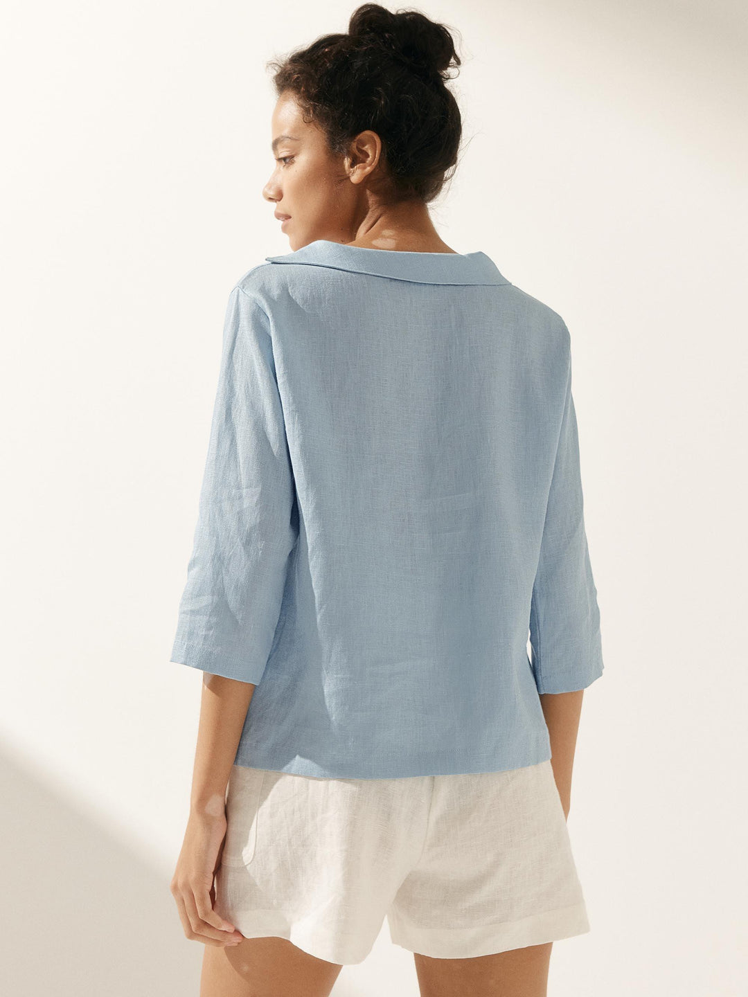 Perquaza™ | Linen Soft-Fold Collar Top - Perquaza.com