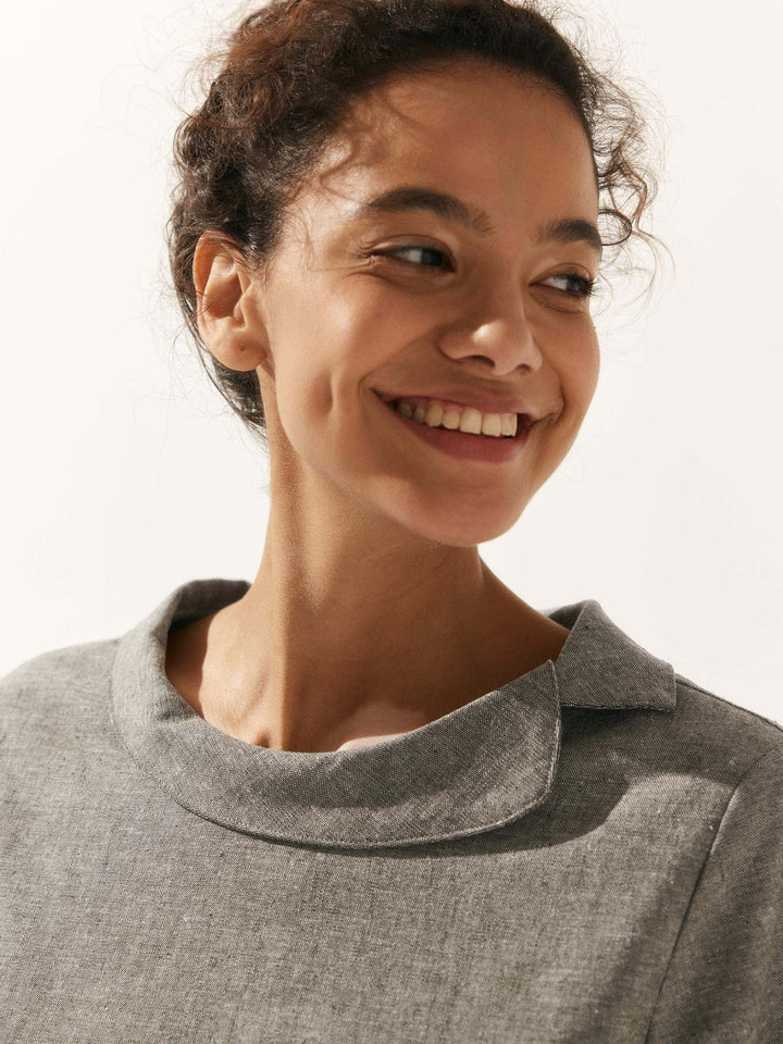 Perquaza™ | Linen Soft-Fold Collar Top - Perquaza.com
