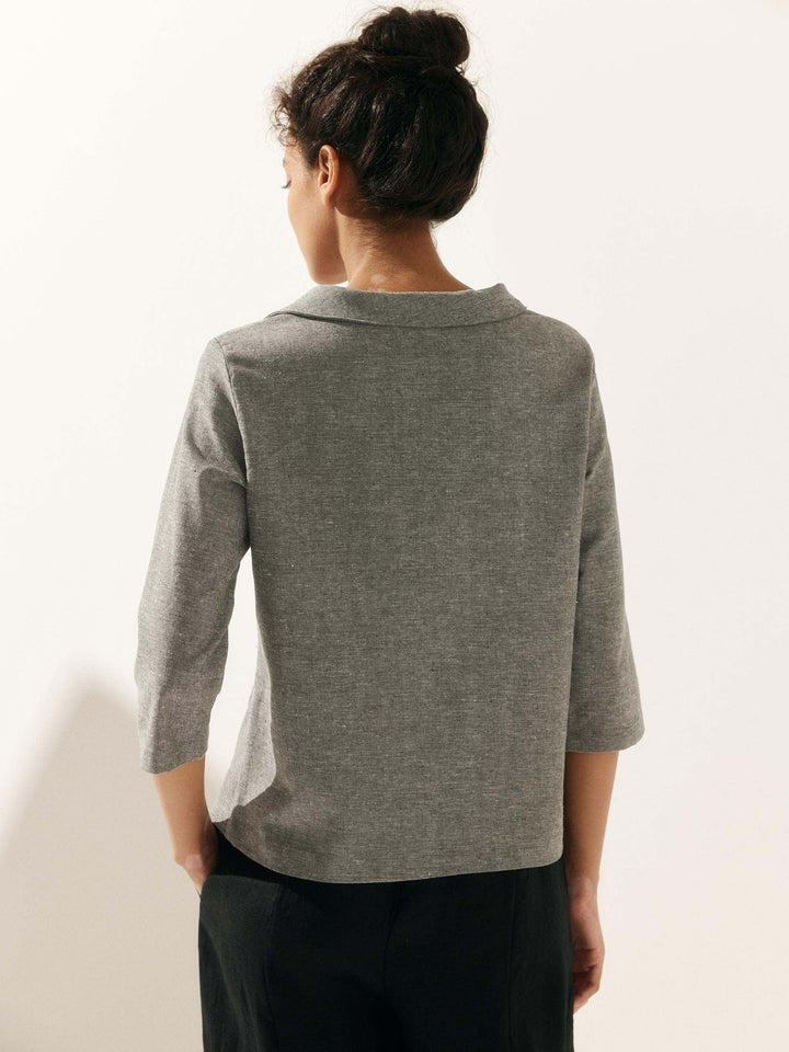 Perquaza™ | Linen Soft-Fold Collar Top - Perquaza.com