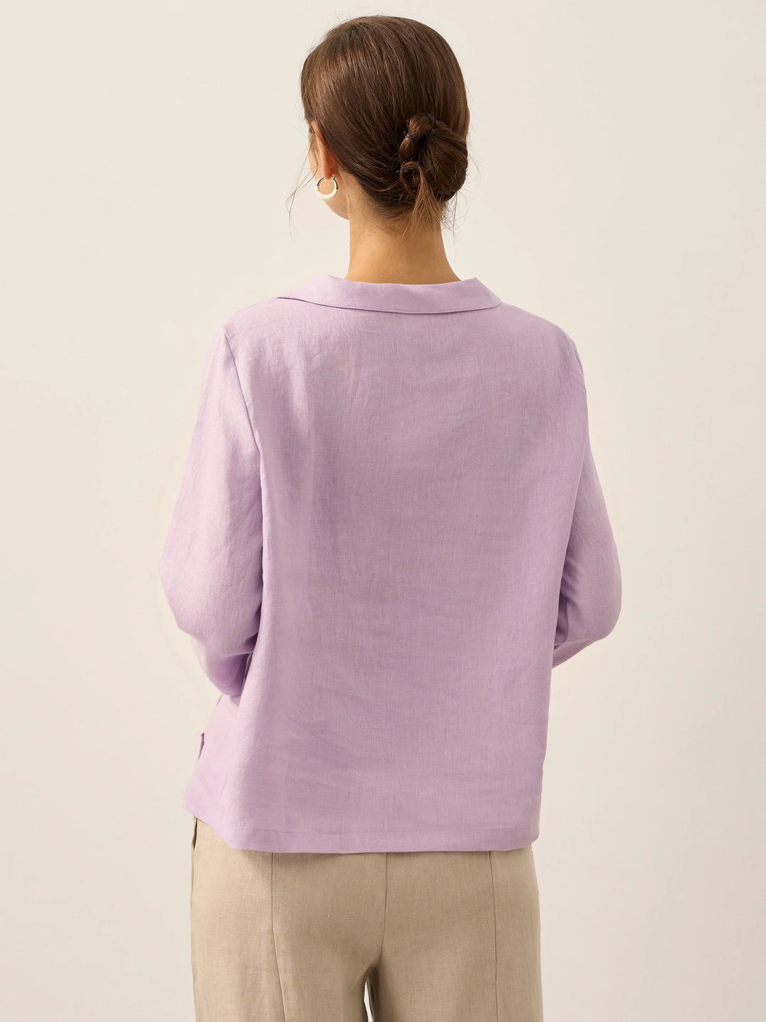 Perquaza™ | Linen Soft-Fold Collar Top - Perquaza.com