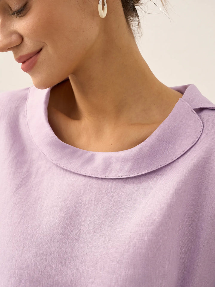 Perquaza™ | Linen Soft-Fold Collar Top - Perquaza.com
